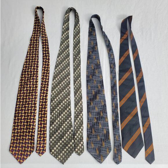 Mens Ties Lot Of 4 Bill Blass Ted Lapidus Croft & Barrow Structure Silk Formal - Picture 2 of 11